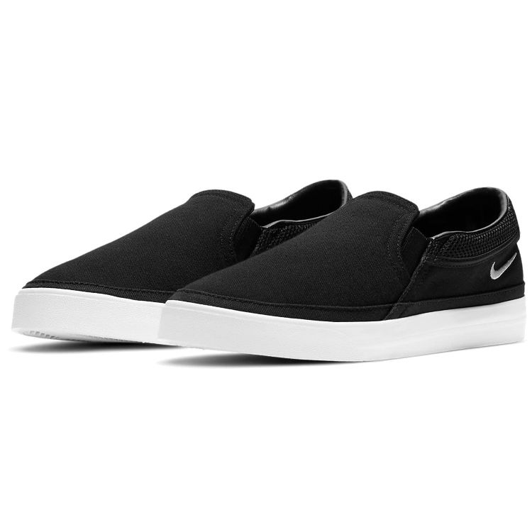 Nike Court Legacy Slip-On Black White Women Sneakers Platinum-Tint CW6540-002