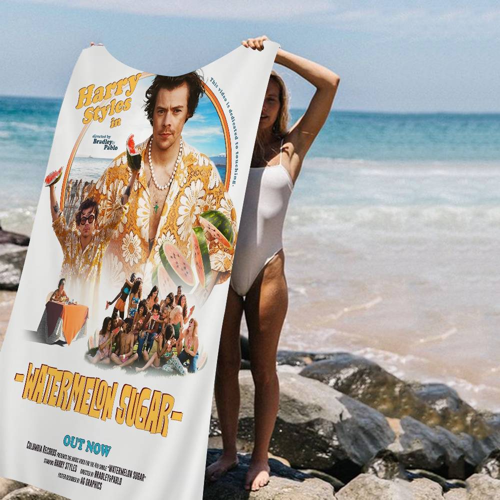 Famous Pop Singer Harris_Styles Black Microfiber Beach Towel Absorbent Quick dry Soft Swimming Resort Mountain Climbing Towel