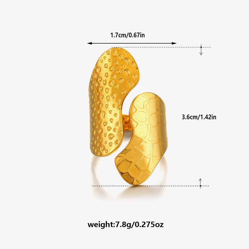 

Stainless Steel Metal Wide Open Rings For Women Exaggerated Gold Color Texture Geometric Line Ring Zircon Gifts