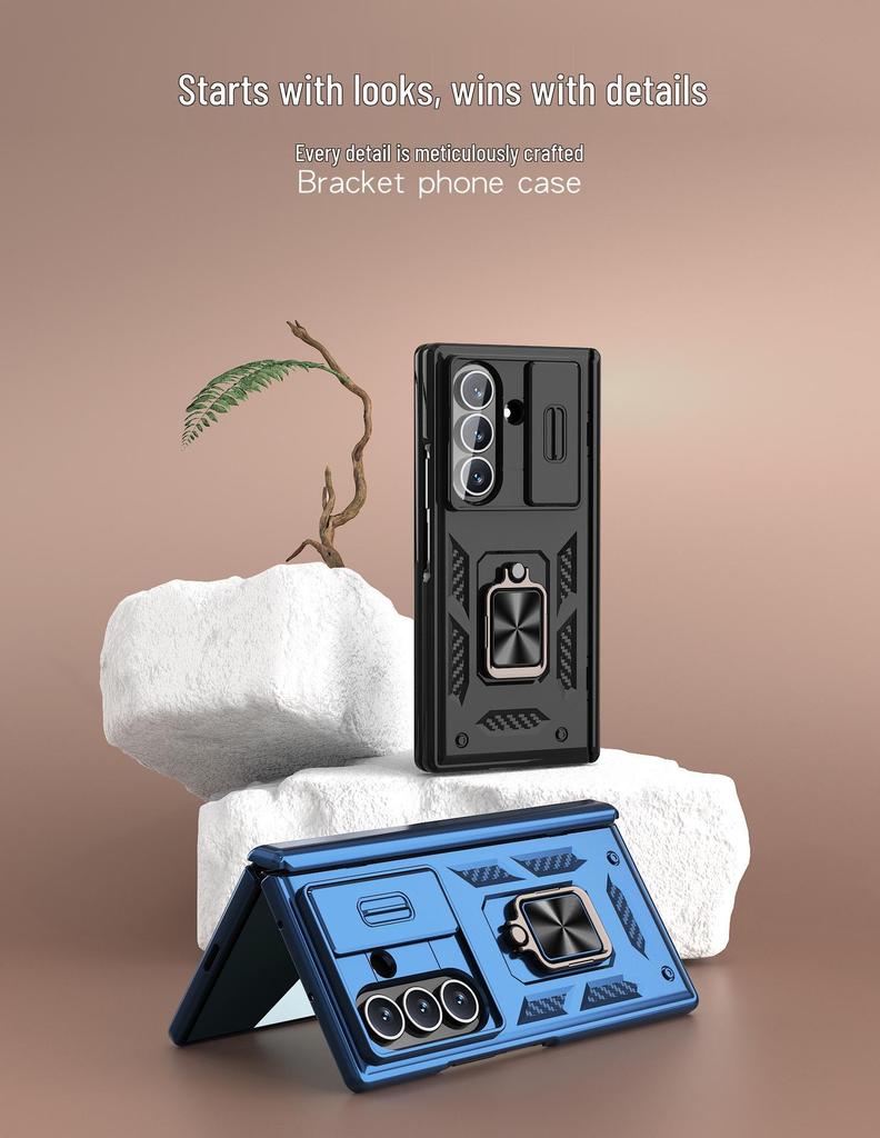 Samsung Z Fold Phone Case - Compatible with Fold7/6/5, Lens & Hinge Protection, Flip Cover with Ring Holder