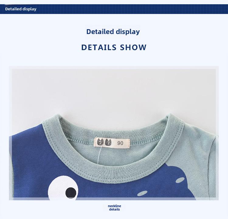 27kids Korean Dinosaur T-Shirt for Boys - Summer Short-Sleeve Children's Clothing