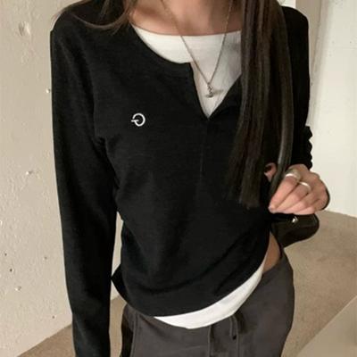 Spring Women's Casual Thin Fake Two-piece Bottoming Shirt