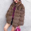 Autumn and winter new stand-up collar jacket, medium and long slim-fitting imitation fox hair thermal coat