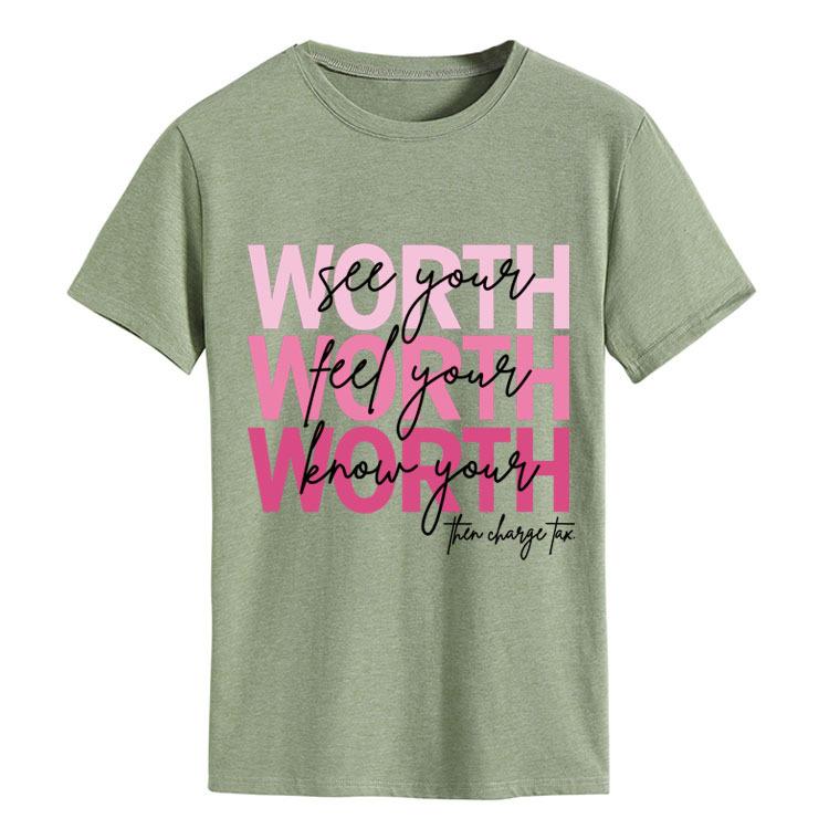 

WORTH Посмотрите ваши печатные футболки с коротким рукавом, круглым вырезом, свободного кроя для женщин S