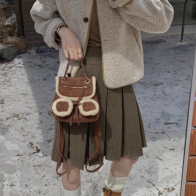 Monochromatic Plush Backpack for Women Small Shopping Street Backpack Soft and Elegant Girls Wild Fashion New