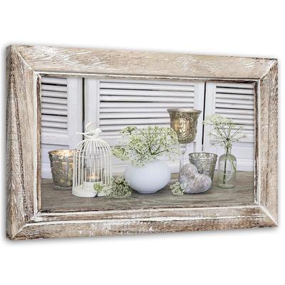 Canvas Print, Still Life In Rustic Wooden Frame
