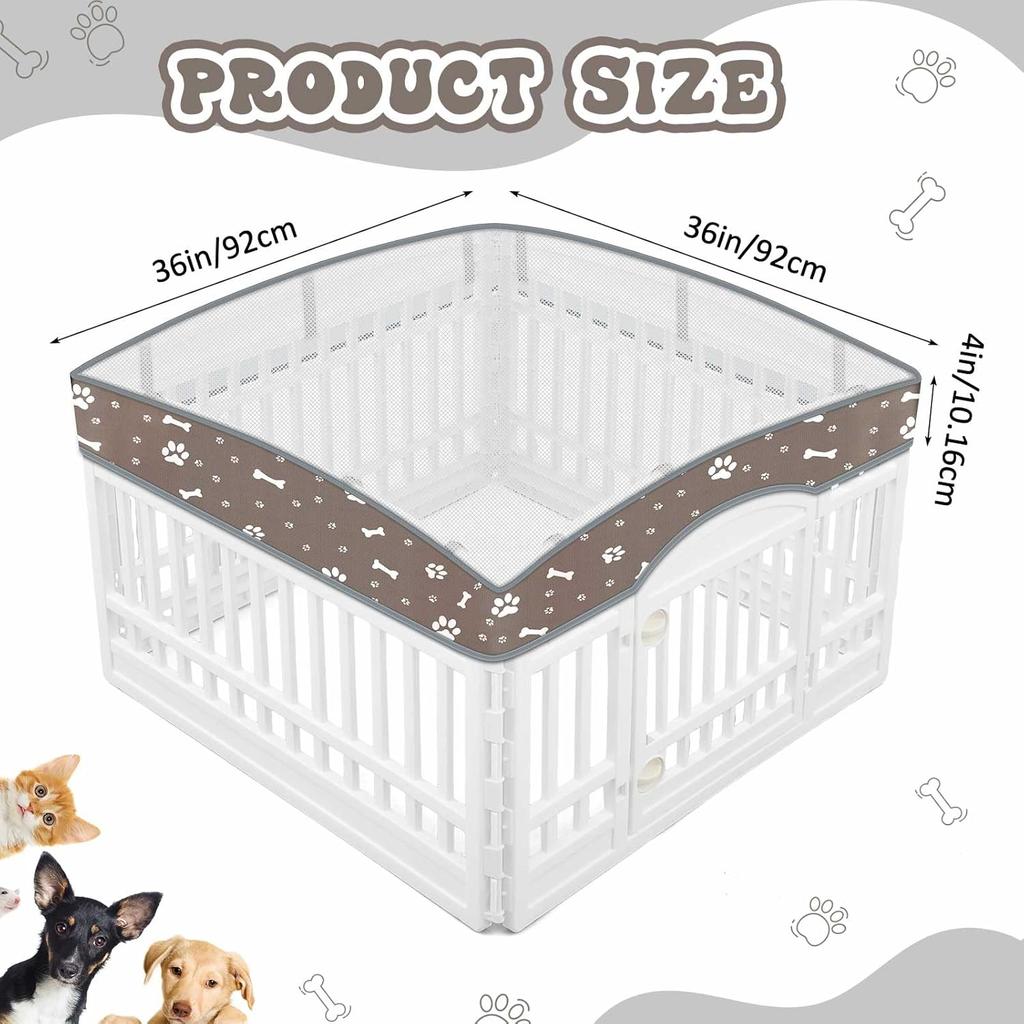 Dog Playpen Mesh Top Lid Fits for 36 Inch 4 Panels Regular Square Plastic Exercise Pet Pen, Breathable Pet Playpen Shade Cover for Dog Crate Pad ,