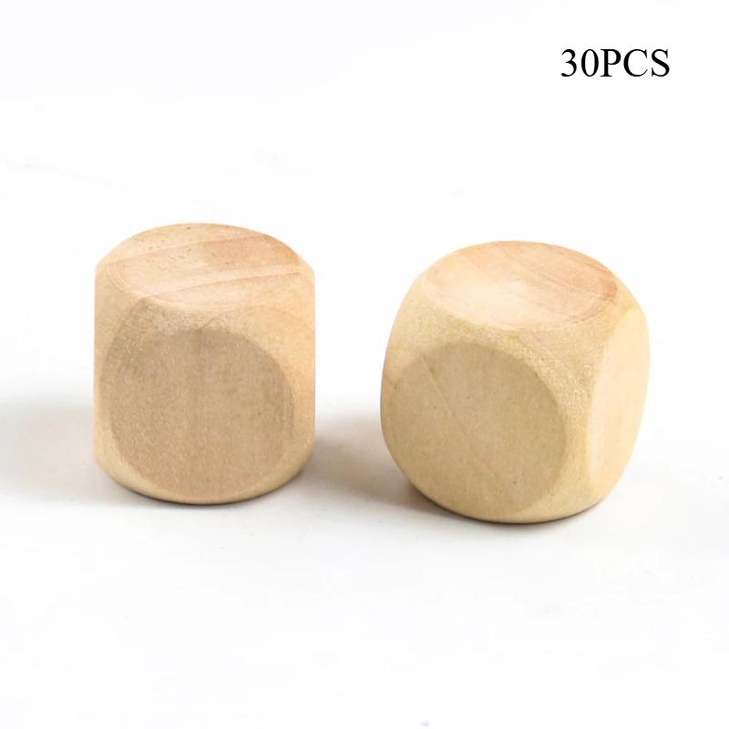 15PCS/30PCS 20mm Wood Dice 6 Sided Blank Wood Dice Party Family DIY Games Printing Engraving Board Game Education Accessories