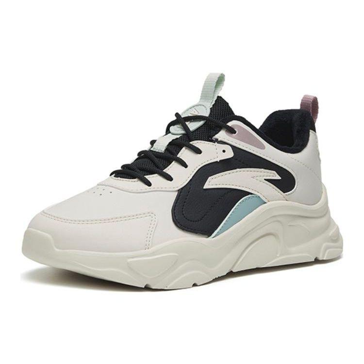 Anta Little Millennium 2.0 Leather Plush Comfortable Wear-Resistant Warm Low-Top Sports Casual Shoes Women sneaker White Green 122248891-8