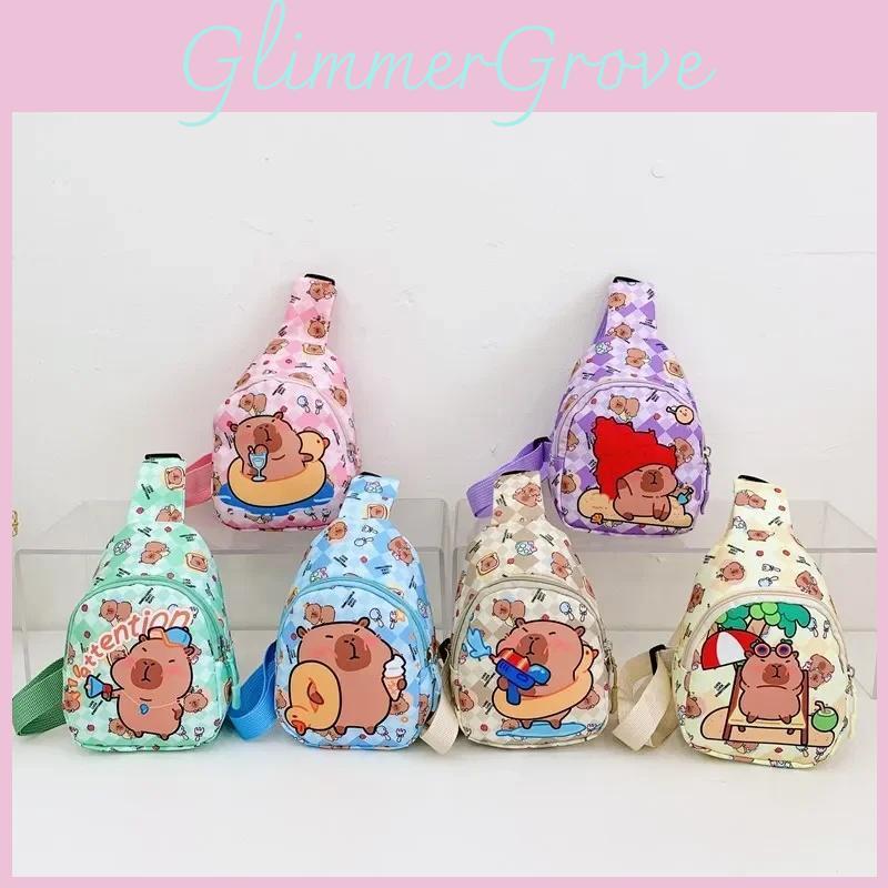 Cute Capybara Cartoon Printed Children Shoulder Bag Chest Pack For Use Outdoor