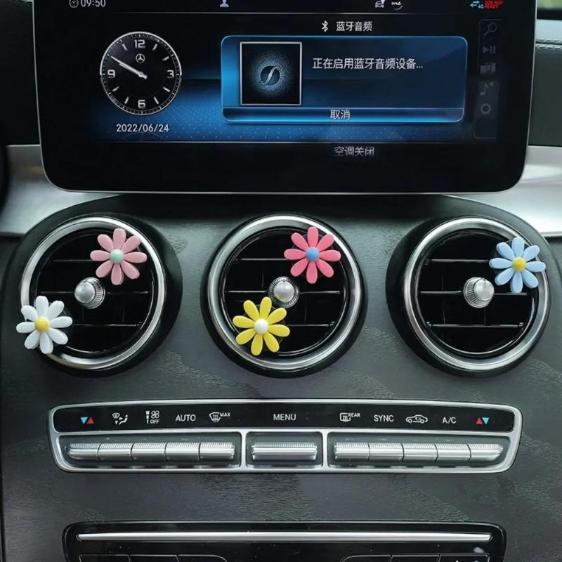 Cute Flower Aromatherapy Car Air Outlet Decoration Perfume Clip Air Freshener Colorful Flora Decor Auto Accessories
