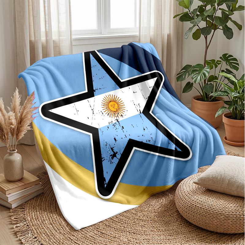 Argentinien Fußball Aufdruck Flanelldecke Hautfreundlich Warm Dekorative Decke für Innen Couch Bett Tägliche Nutzung