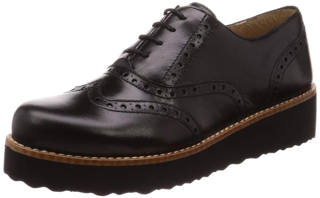 Bontre Platform Oxford Size 2E Women's Loafers, Black, 24.5 cm,
