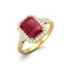 7X5MM Octagon Shape Ruby 925 Sterling Silver Gold Vermeil Solitaire Trio Accents Wedding Rings For Womens