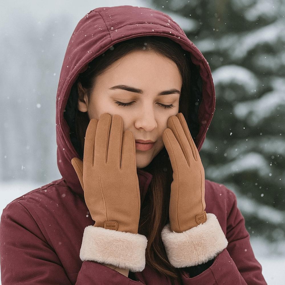 Full Fingers Mittens Soft Women Winter Gloves Fashion Suede Gloves Skiing