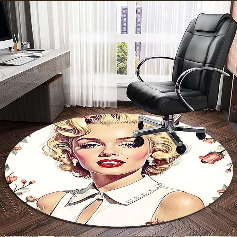 Marilyn Monroe Print Rond Tapijt, Wasbaar Vloerkleed, Voor Entree Slaapzaal Wasruimte Kantoor Studeerkamer, Woondecoratie Verjaardag Kerstcadeau