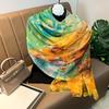 180*135cm Summer Silk Scarf Women Outdoor Shawl Bandanna Foulard Female beach Fashion Luxury Oversized Shawl Head Hijab Wrap