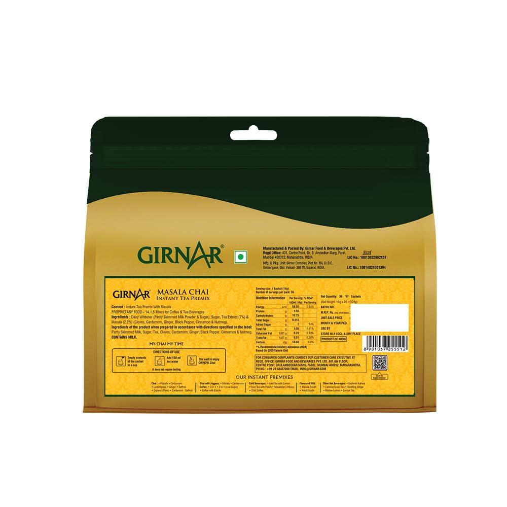 Girnar Instant Masala Tea Premix Powder Sachets Ready To Drink Chai Mix For Home Office Travel 36 Sachets