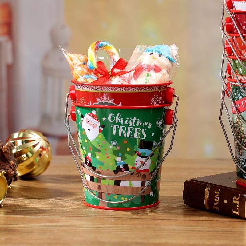 Găleată Multifuncțională de Depozitare Om de Zăpadă de Crăciun și Tinichea Alimentară