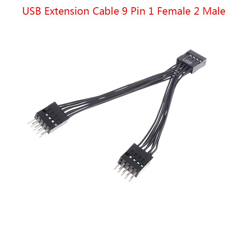 Usb Motherboard Cable Usb Header Extension Cable 9Pin 1 Female To 2 Male Y Splitter Cable Black