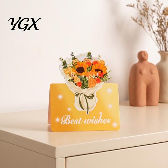 Mothers Day Flower Cards 10Pcs 3D Thank You Card, Floral Bouquet Greeting Best Wishes Note Card Appreciation Gifts for Anniversary, Mother's