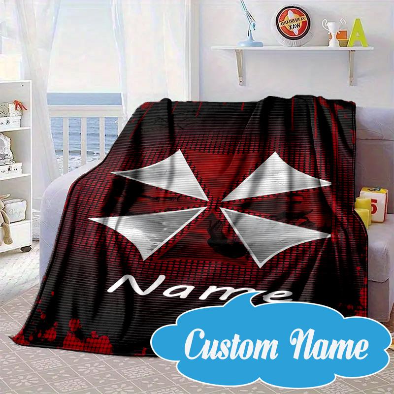 Custom Name Resident Umbrella Corporation Blanket bed sofa Blanket Flannel Blanket for Camping, Hiking, Picnic Essentials,gift for Fan family