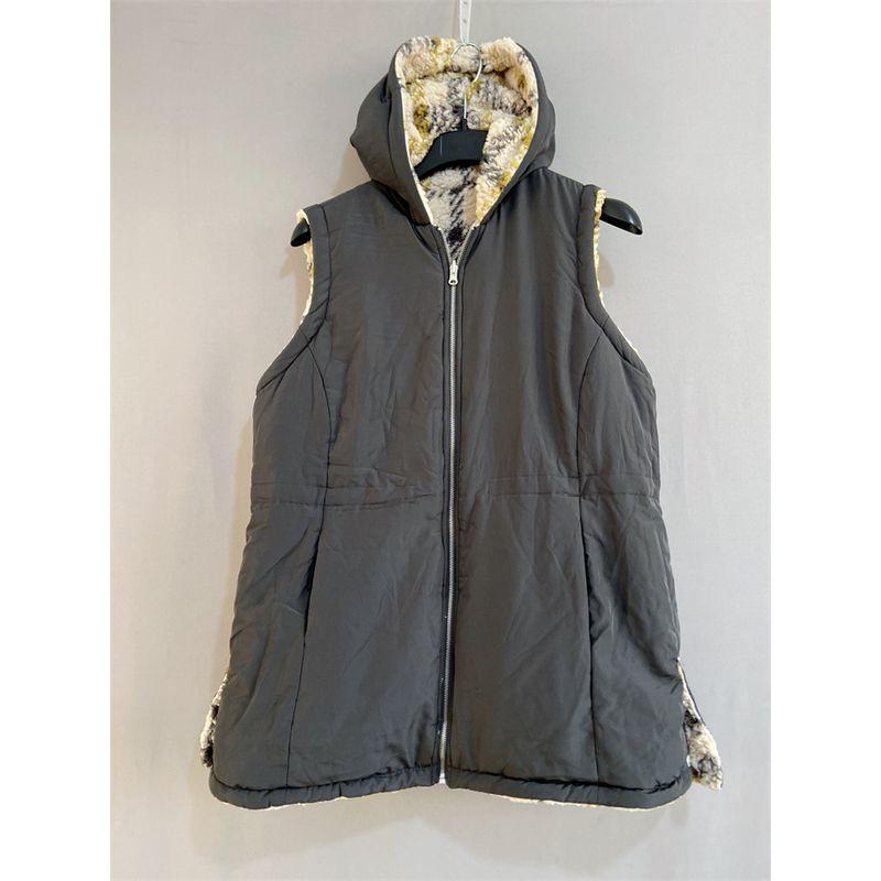 

Export USA Plus Size Women s Wear on Both Sides Cotton Vest Sleeveless Waistcoat Outerwear Reversible Quilted Vest Dark gray 2X