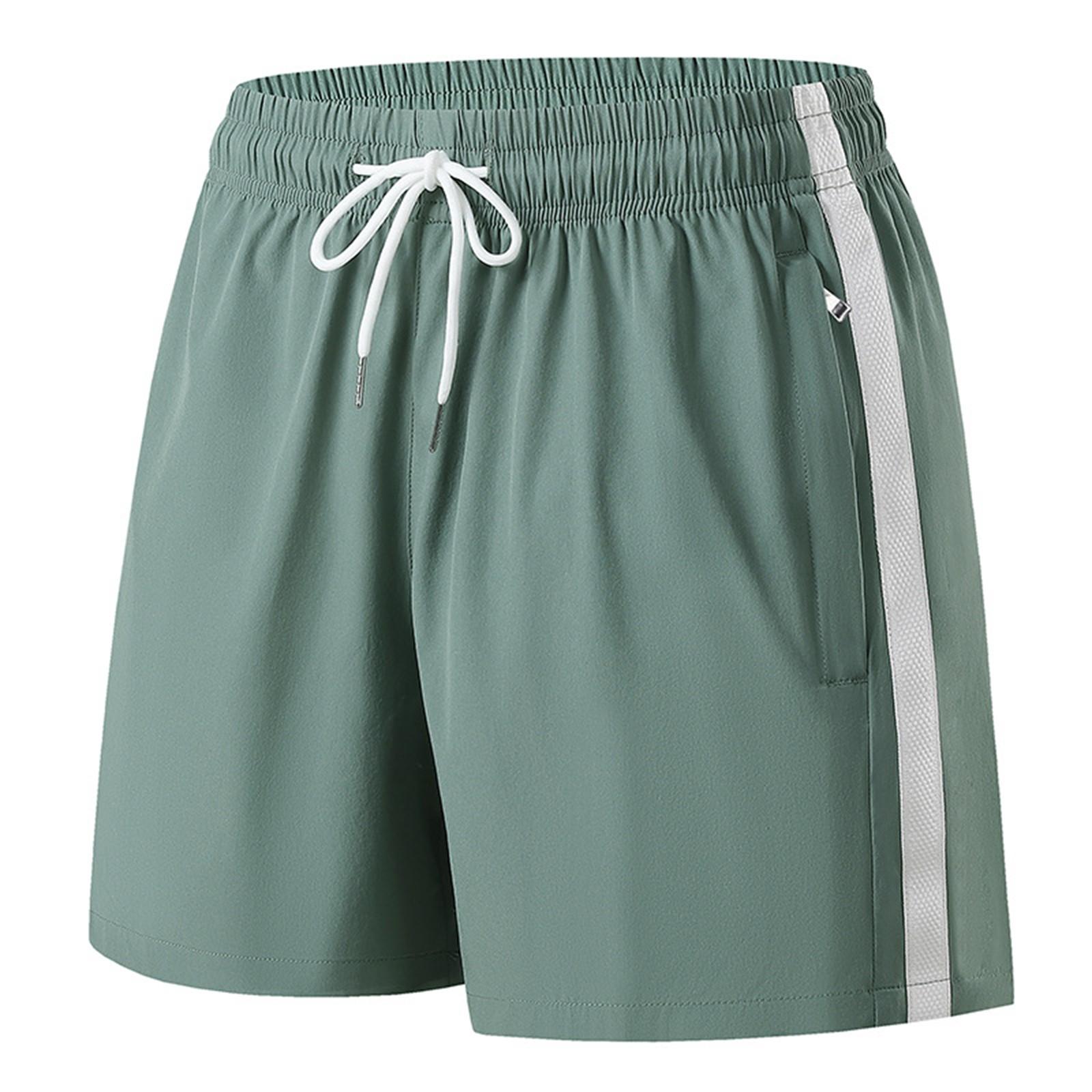 

Men s Summer Drawstring Sports Casual Striped Popular Slightly Elastic Three-point Sports Pants XL зелений