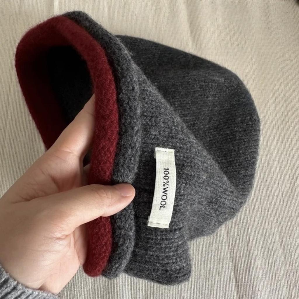 Pure Wool Pile Hat for Men and Women Loose Version Stretch Knitted Cold Hat European and American Style Double Sided Hat