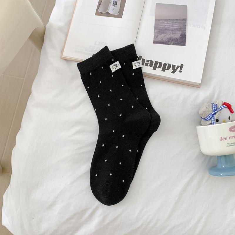 

Early Autumn Boneless Socks Flocked Korean Cute Cartoon Bow Cat Mid-Tube Socks Versatile Socks Cotton Socks One size fits all чорний