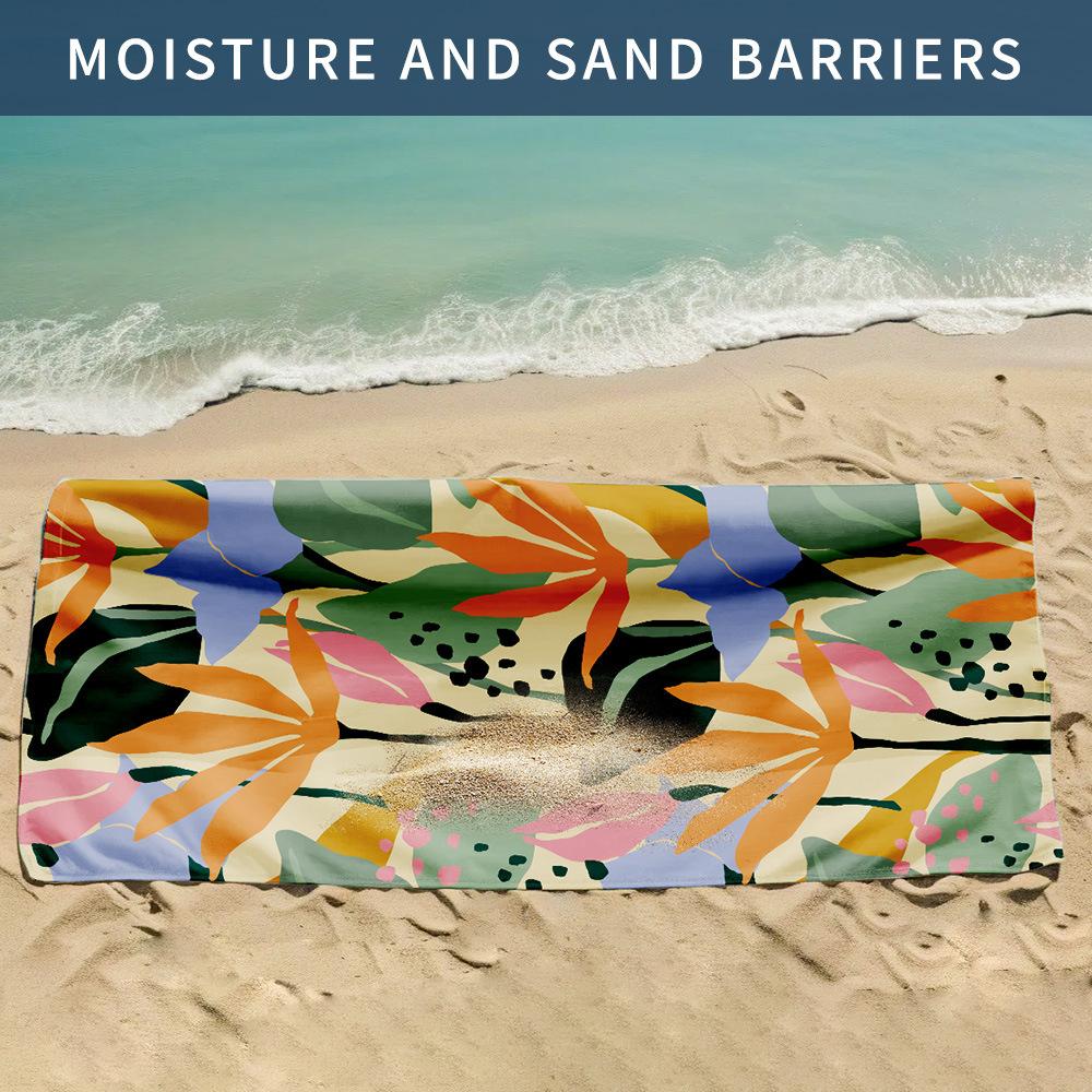 Çift taraflı kadife mikrofiber plaj havlusu baskılı banyo havlusu güneş koruması hızlı kuruyan havlu su emiciliği