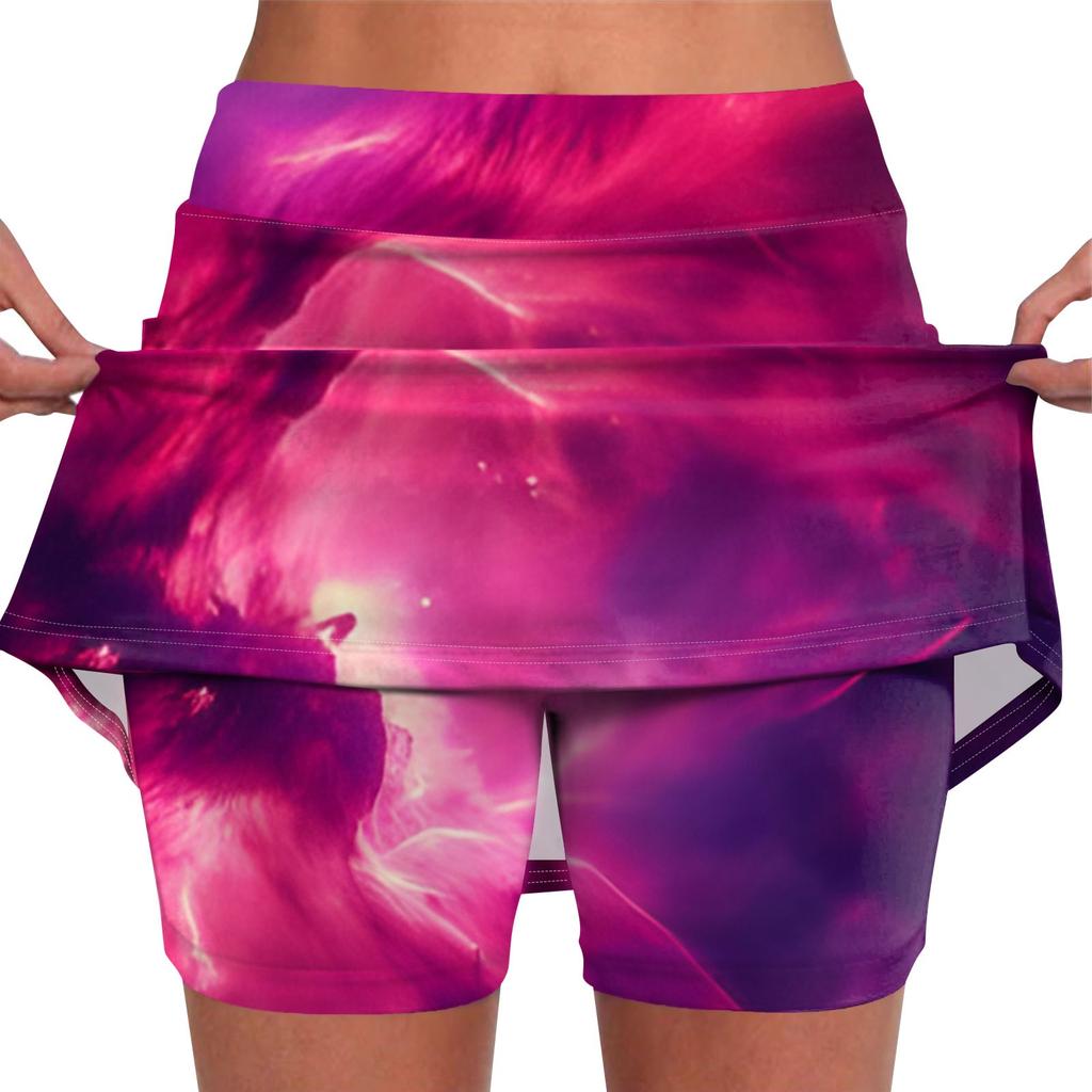 Kadınlar için elastik Yoga Pantolon-Etekler Baskı Atletik Şort Hafif Yüksek Bel Sıska Katı Joggers