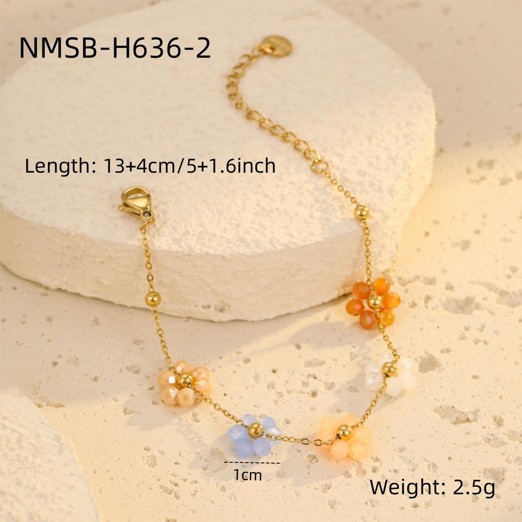 GEMCHIC Women's Colorful Flower Beaded Bracelet Fashion Simple Luxury Jewelry