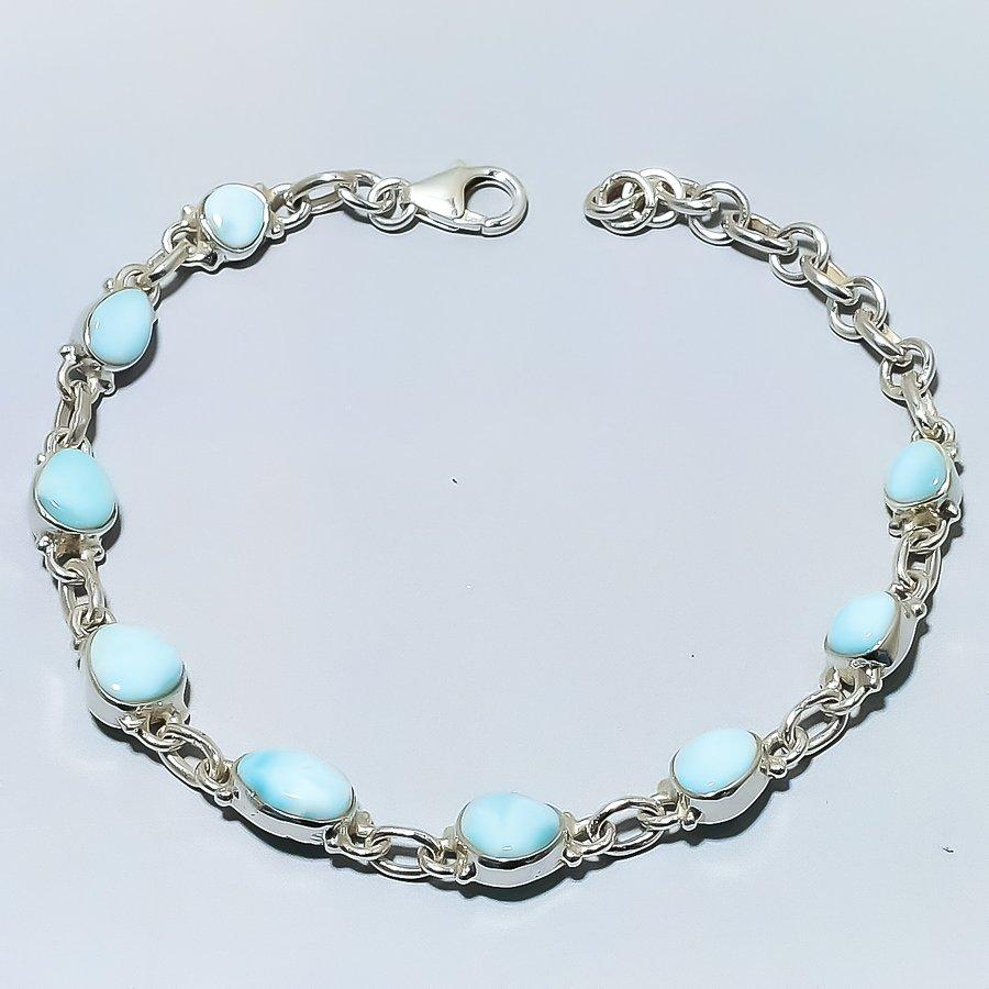 Natural Blue Kyanite Gemstone 925 Solid Sterling Silver Gift Bracelet 7-8" g0u48