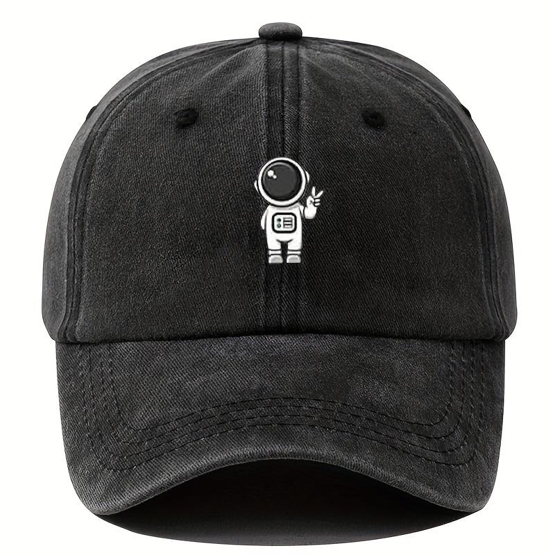 Gedrukte Astronaut Retro Baseballpet, Unisex Verstelbare Eendebekpet, Buitenfeest Hip-Hop Vrachtwagenchauffeursmuts Adjustable zwart
