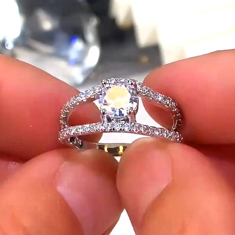 Creative jewelry, European and American fashion double-row full of zircon rings for women, romantic Valentine's Day gifts
