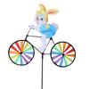 3D-Windmühle mit Tier auf Fahrrad, bunt, Erdspieß, Dekoration für drinnen und draußen