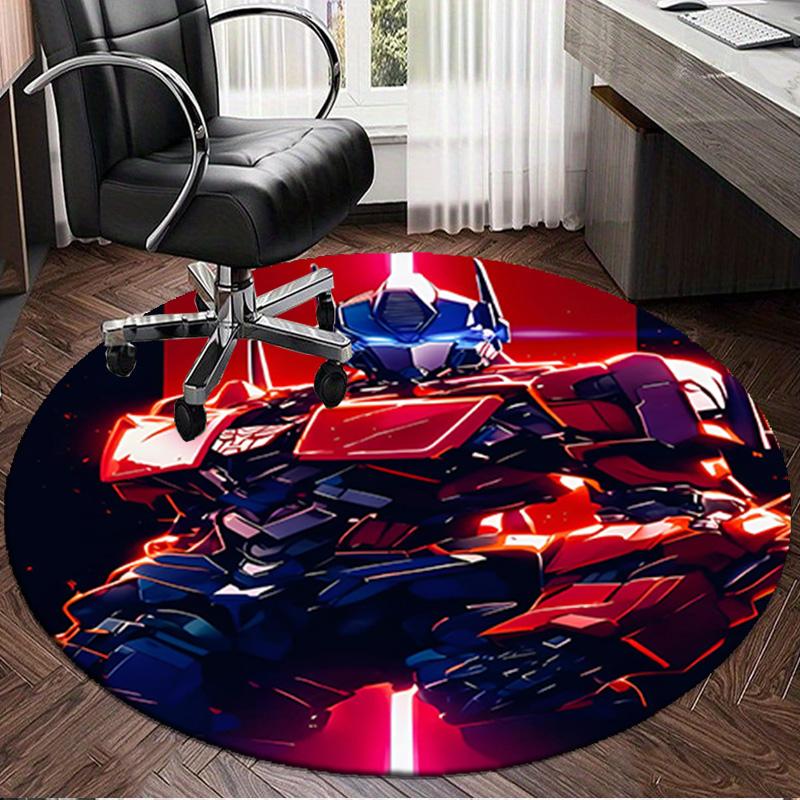 1PC Trans-formers Adventure Round Rug, Non-slip Chair Mat, Home Decor, Circle Carpet Perfect for Office, Bedroom, Living Room,Christmas Gift