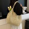 Yogodlns Woven Beach Bag Vintage Handmade Woven Shoulder Bag Raffia Rattan Bags Bohemian Ladies Summer Travel Vacation Casual Tote Bag