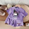 Baby Girl Summer Short Sleeve T Shirt and Shorts Set with Cute Cartoon Print