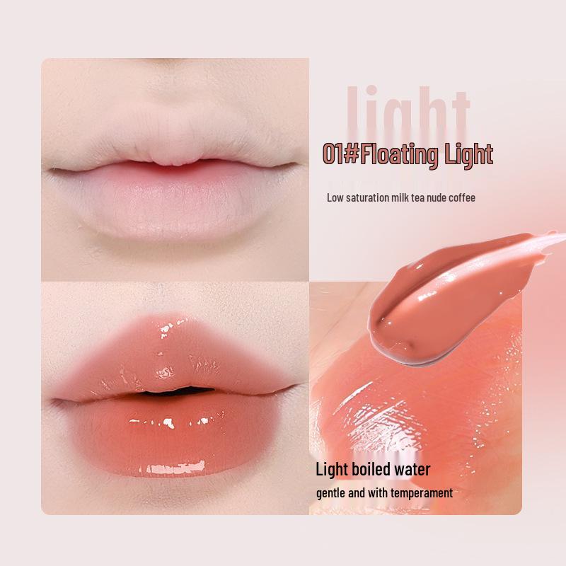 NOVO6125 Water Light Bright Ribbon Lip Glaze: High-Shine, Ice-Transparent, Glass-Like Melting Lips.
