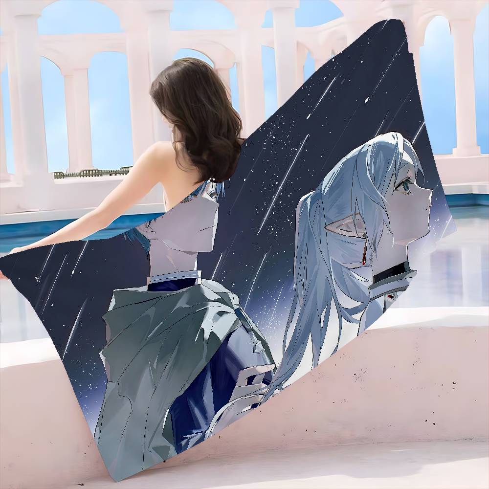 Hot Japan Anime Frieren Microfiber Printed Beach Towel Mountain Climbing Yoga Beach Swimming Running Absorbent Soft Towel