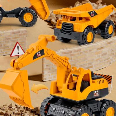 Gelbes Autospielzeug Retro-Klassiker Fahrzeugtechnik Modelle Autos Bagger Kran Muldenkipper Gabelstapler Kinderautospielzeug für Jungen