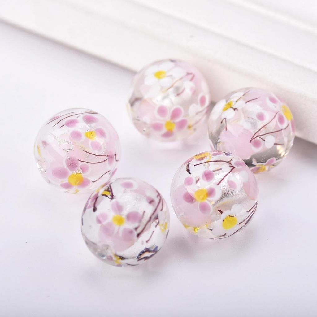 2 buc 20mm Margele Rotunde Mari Handmade Floare Lampwork Sticlă Margele Libere pentru Accesorii de Fabricare Bijuterii DIY Artizanat Descoperiri