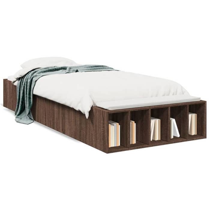 VidaXL Cadre de lit chêne marron 100x200 cm bois d'ingénierie, lit, lit simple, lit de rangement, sommier, meubles de 3280607