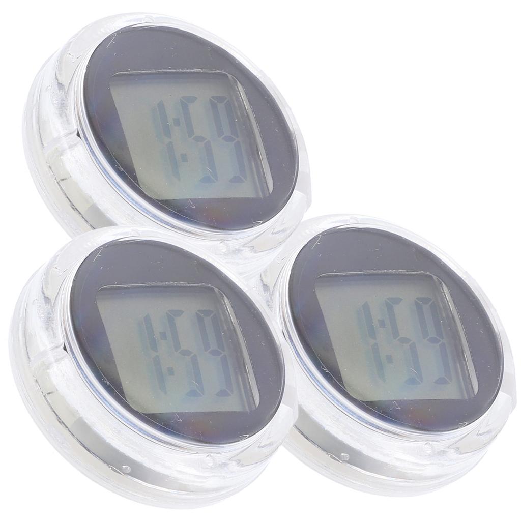 3Pcs Waterproof Electronic Mini Car Clocks ABS Plastic Stick-on Digital Clock Accurate Time Motorcycle Bicycle