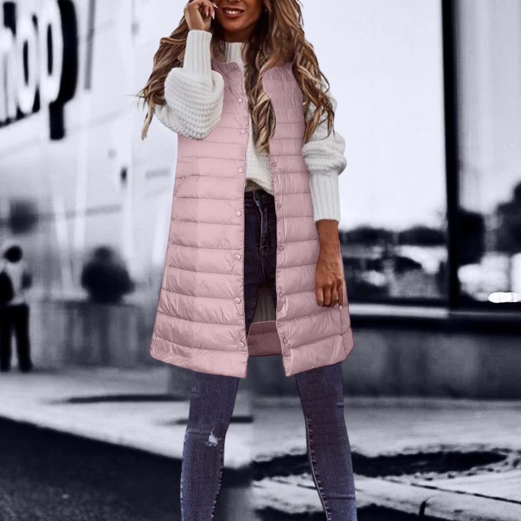 Fashionable Women's Long Down Vest Women's Casual Sleeveless Hooded Down Vest Jacket
