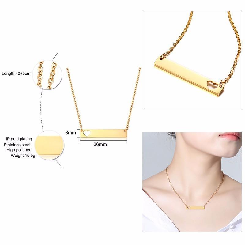 Xiaomi Vnox Free Engraving Personalized Bar Necklaces for Women Stainless Steel Horizontal ID Girl Choker Special Custom Birthday Gift
