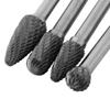 4pcs Cemented Carbide Rotary Files Double Cut Burr Set 6mm Shank Metalworking Tool