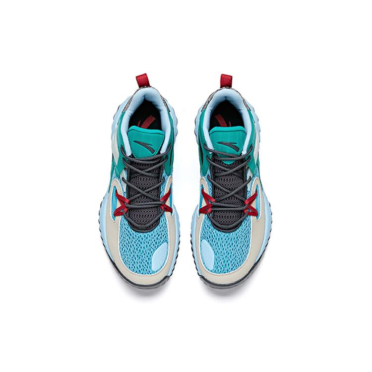 Anta Wind Tunnel 1 Slip Resistant, Abrasion Resistant, Lightweight Mid Top Basketball Shoes Men's Blue Green 112021617S-3